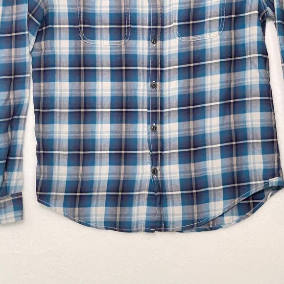 Brooklyn Calling NYC Button Down Shirt Mens Small Blue White Plaid Long Sleeve - Picture 3 of 11